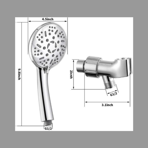 HIGH PRESSURE BATHROOM SHOWER HEAD&60 INCH HOSE/ 9 SPRAY SETTINGS - Picture 4 of 5